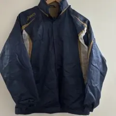 asics フルジップ ナイロンジャケット ネイビー