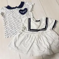 【80size】mou jon jonドット柄ハートポケットワンピース