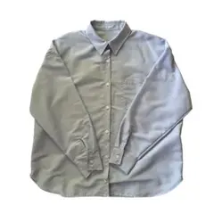 水色 長袖カットシャツ 胸ポケット付き