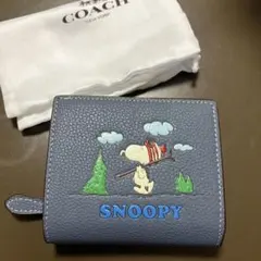 COACH コーチ スヌーピー 二つ折り 財布 ネイビー コラボ