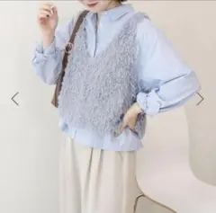 フェザー Vネックベスト ファーベスト AMERICAN HOLIC