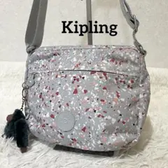 美品✨ キプリング ショルダーバッグ 総柄　斜め掛け ナイロン　モンキーチャーム