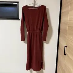 GORGE リブニットワンピース ロング丈 ボルドー