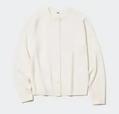 エクストラファインメリノウールクルーネックカーディガン／オフホワイト/XL