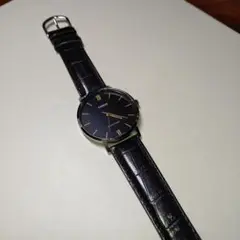CASIO アナログ腕時計 ブラックレザー
