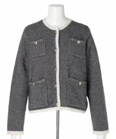 新品 JUSGLITTY ラメツイードニットジャケット