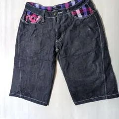 キティーLOVE様専用　Beno デニム ハーフパンツ Lサイズ チェックのサムネイル