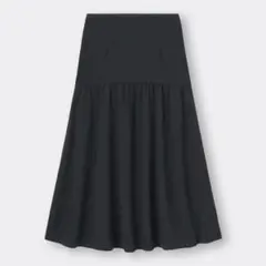 ＧＵ／ティアードフレアロングスカートQ(ブラック)
