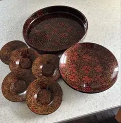 漆御盆 菓子器 菓子皿 茶托 7点セットのサムネイル