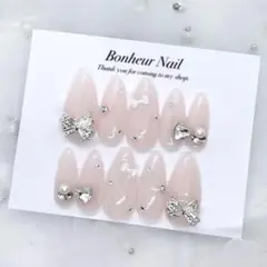 ネイルチップ 現品 韓国 量産 ワンホン ちゅるん オタク リボン 推し