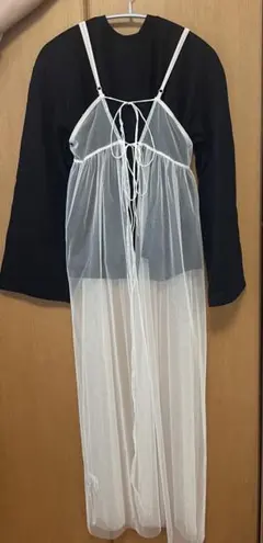 チュールキャミワンピース レイヤード　ホワイトのサムネイル