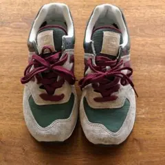 美品　New Balance 574 グリーン/ベージュ/バーガンディ