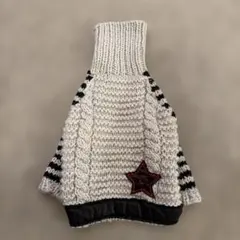 ドッグウェアー　手編みケーブル編みニット