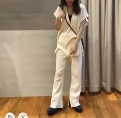 【完売品】セットアップ　アーバンリサーチ針抜きリブノースリーブカットソー&パンツ