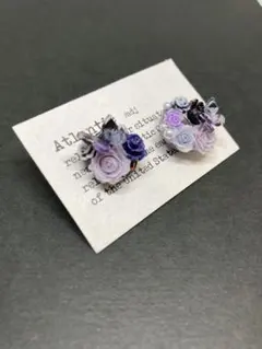 ۞ゴシックflowerピアス۝黒蝶々紫薔薇۞サークルピアス