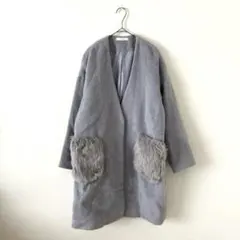 Z13-046 w closet ノーカラーコート M グレー フェイクファーのサムネイル