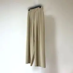 ベージュ ワイドパンツ ゴム入り