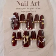 バーガンディボルドーくまテディベアフレンチガーリーy2k 動物ワンホンゴールド