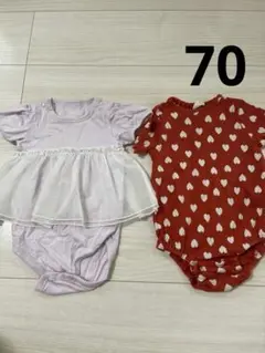 美品 70 ロンパース まとめ売り 女の子 ハート柄