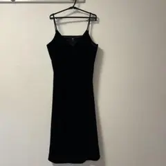ユニクロ　ベロア キャミソールワンピース　黒 M