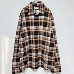 ギャップ ネルシャツ レギュラーカラー チェック M 茶 綿 キャンプ ゆるだぼのサムネイル