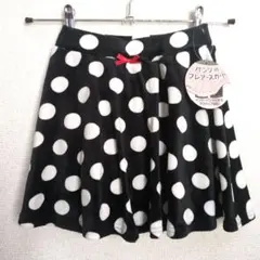 パンツinフレアスカート 黒と白の水玉模様 フレアスカート120