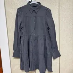ZARA グレー シャツワンピース 長袖 Sサイズ