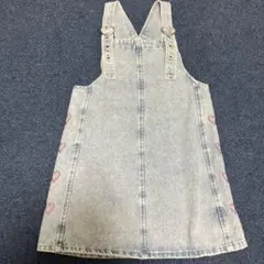 ハート刺繍 デニム ジャンバースカート