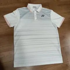YONEX ストライプ付きポロシャツ Lサイズ ホワイト