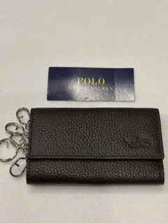 新品　ポロラルフローレン　キーケース　牛革　ダークブラウン　9350円