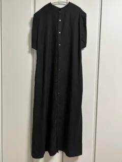 美品 23SS ティッカ 麻 リネンフレアスリーブワンピース 黒 ゆったりめ