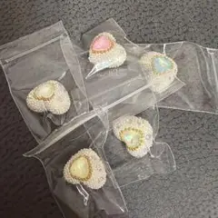 ハート パール デコパーツ ビーズ 5個セット