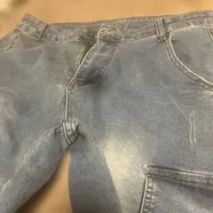 ライトブルー カーゴデニムパンツ