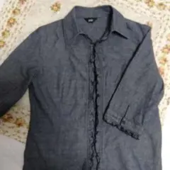 タンガリー5・7分袖　ジャケット　11R 　美品　綿100%　可愛い　フリル