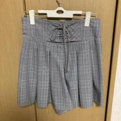 しまむら グレー チェック キュロット Lサイズ ※ゴムやや緩みありのサムネイル