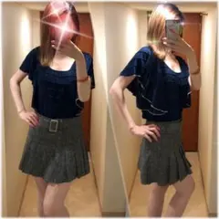 【激安最終タイムSALE】☆ツイードラメ入りプリーツスカート