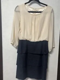 美品　ナチュラルビューティーベーシック　ひざ丈ワンピースLサイズ