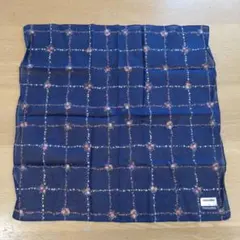 renoma 花柄　チェック ハンカチ ネイビー　paris ブルーミング　中西