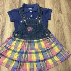 9/20迄80サイズオシュコシュ　ジャンバースカート　チェック　ポロシャツセット