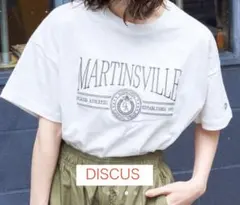 DISCUSカレッジ刺繍Tシャツ ホワイト　Lサイズ 美品