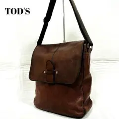 TOD'S トッズ ショルダーバッグ レザー ブラウン 斜め掛け A4可 シボ革