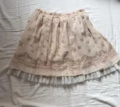 リバーシブル可能◎ 花柄×プリーツ シフォンスカート チュール付 森ガール