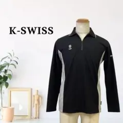 zG2108【M】K-SWISS ジャージ ハーフジップ ポロシャツ 長袖のサムネイル
