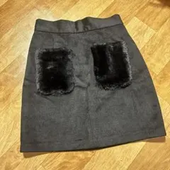 ゴージ　ミニスカート　ボアポケット　二枚重ね　レディース