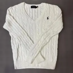 POLO RALPH LAUREN ケーブルニット Vネック ホワイト XSのサムネイル