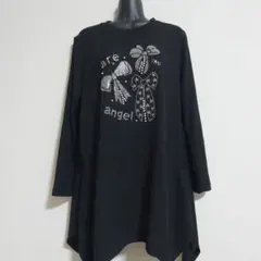 リボンモチーフ ブラックチュニック 長袖 レディース用品