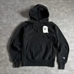 Champion リバースウィーブ ゴーストプリント S ブラック　メンズ古着