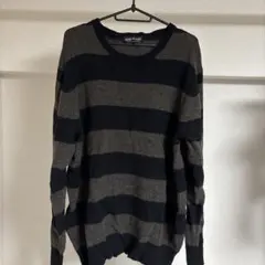 BEAMS グレー ネイビー ストライプ ニット