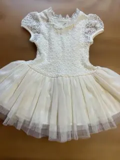 アイボリーベビードレス 花柄レース