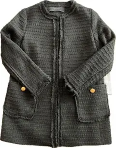 ZARAツイードノーカラージャケット黒